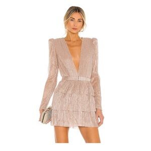 Sabina Musayev Blush Pink Carry Women's belted mini Dress, XS